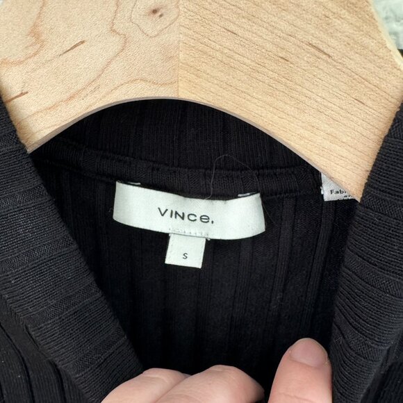 Vince Ribbed Mock Neck Sleeveless Tank Top in Black Size Small - Picture 6 of 6